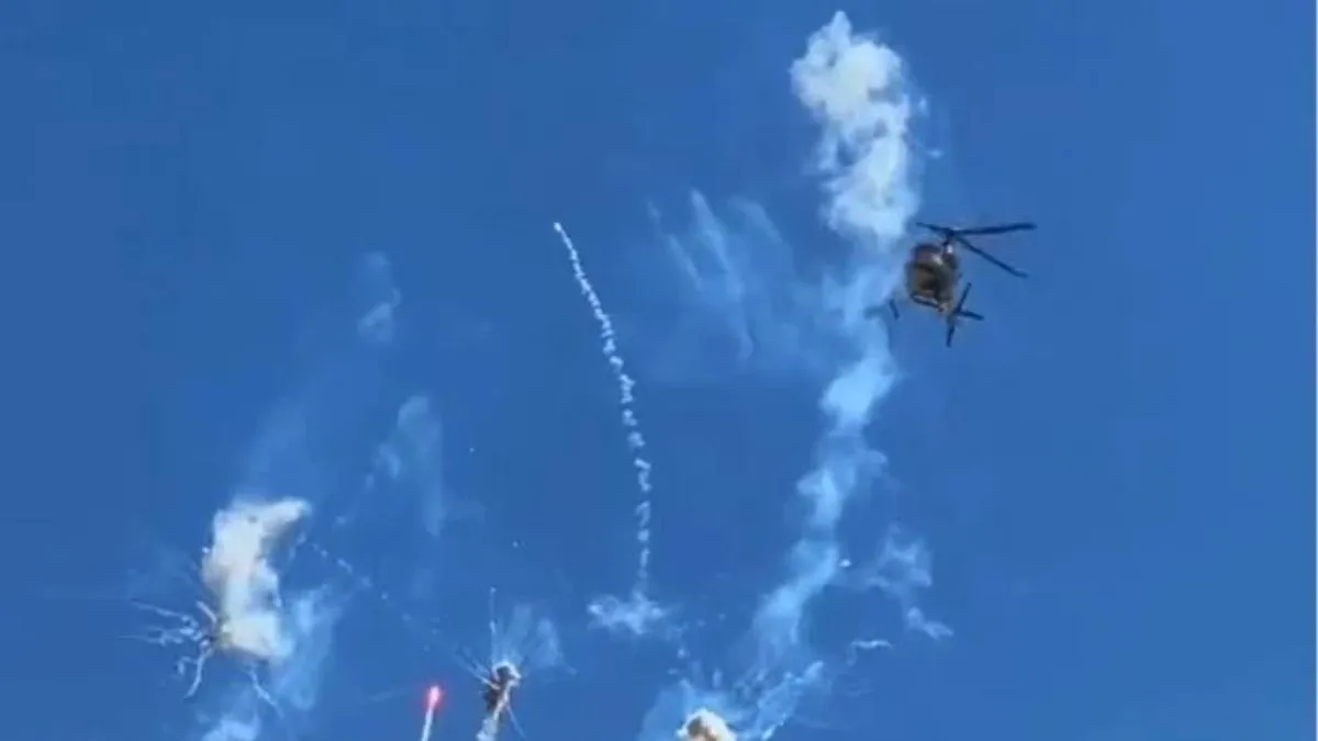 F1の空撮ヘリに花火が直撃し、アメリカ国歌の歌詞が実現してしまう